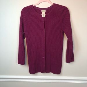 L.L Bean fuchsia cardigan button up sweater M reg